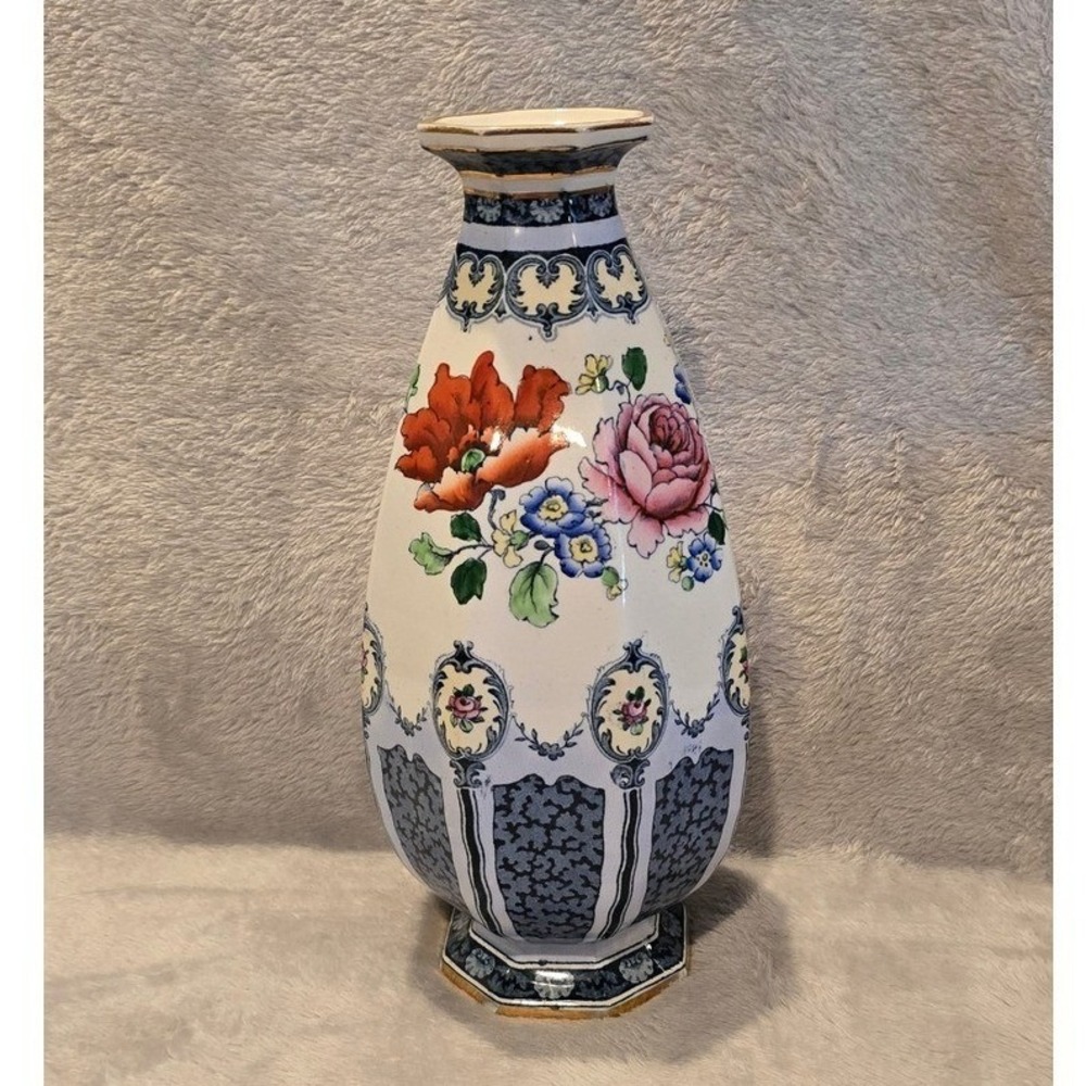 Antique Losol Ware Bedford Vase Keeling & Co England Floral Transferware ArtDeco